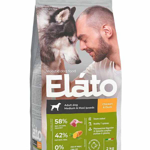 Elato Holistic Adult Dog Medium & Maxi Курица/Утка для собак 2 кг
