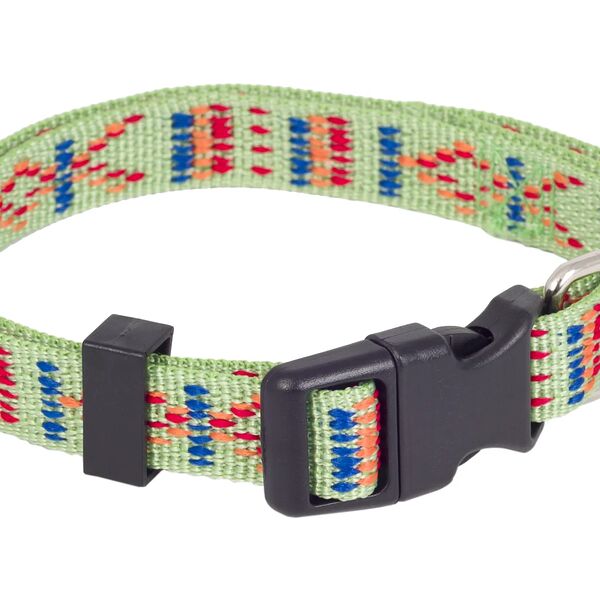 Ошейник для собак мелких пород нейлон Орнамент с пряжкой-защелкой зеленый 20-30x1 см