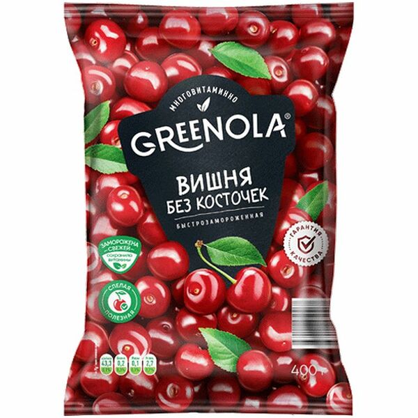 Вишня Greenola без косточки быстрозамороженная, 400г