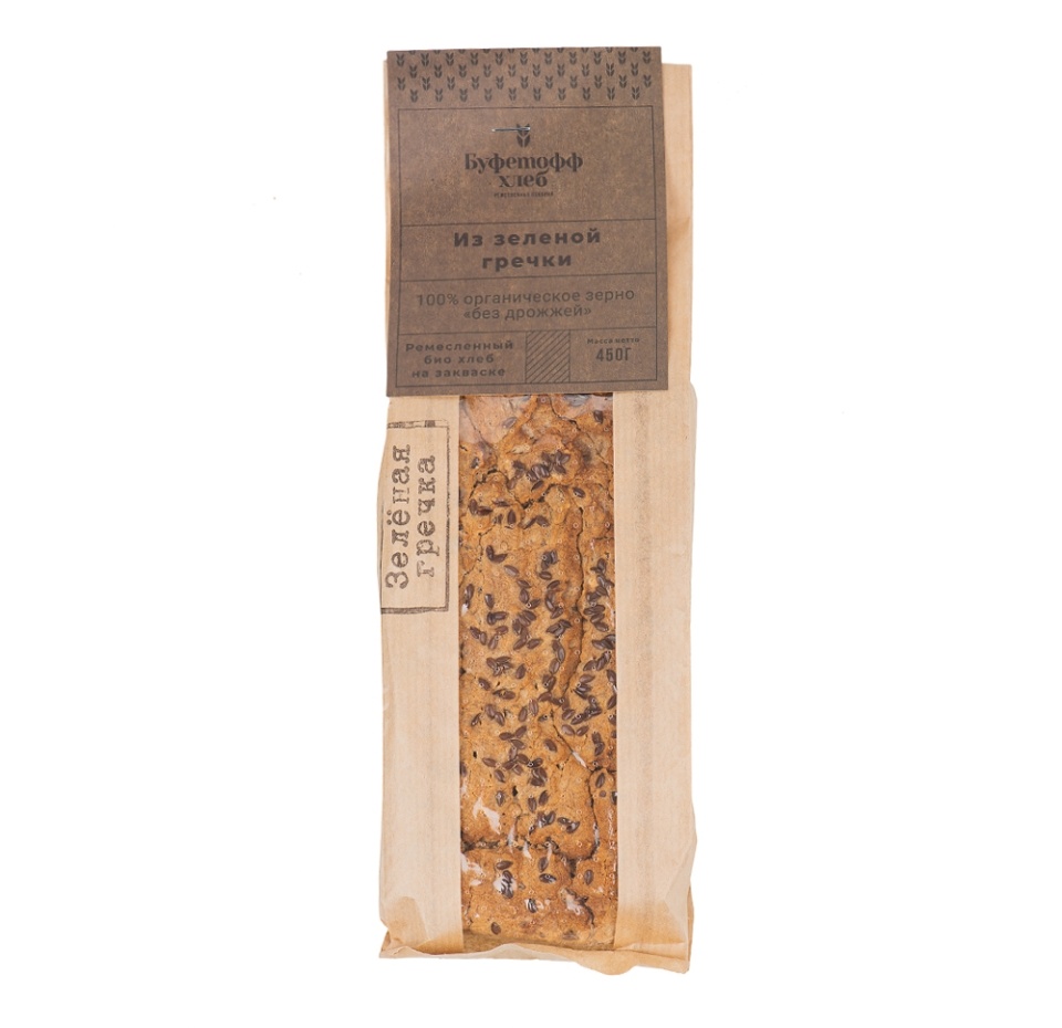 

Хлеб из зеленой гречки бездрожжевой, цельнозерновой органический Буфетофф хлеб