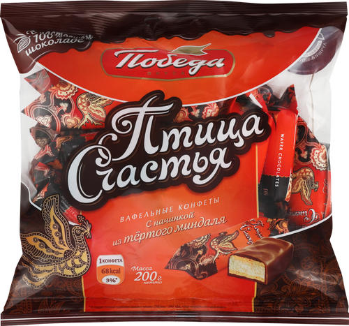 

Конфеты вафельные Победа вкуса Птица счастья тертый миндаль 200 г
