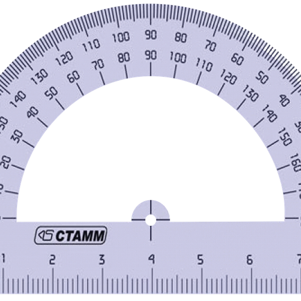 Транспортир СТАММ 8см, 180 градусов, прозрачный