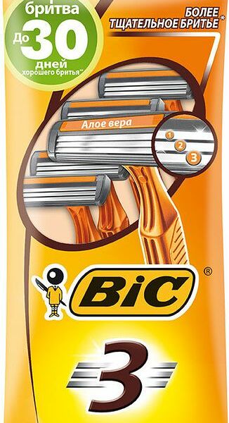 Бритвенный станок Bic одноразовый 3 лезвия 4 шт.
