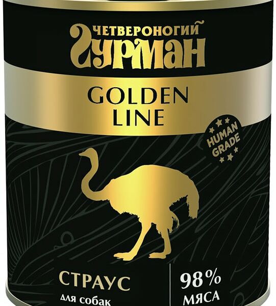 Влажный корм для собак Четвероногий гурман Golden line со страусом 340г