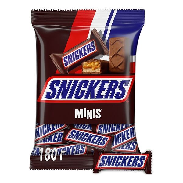 Snickers Minis шоколадные конфеты с карамелью, арахисом и нугой, 180г