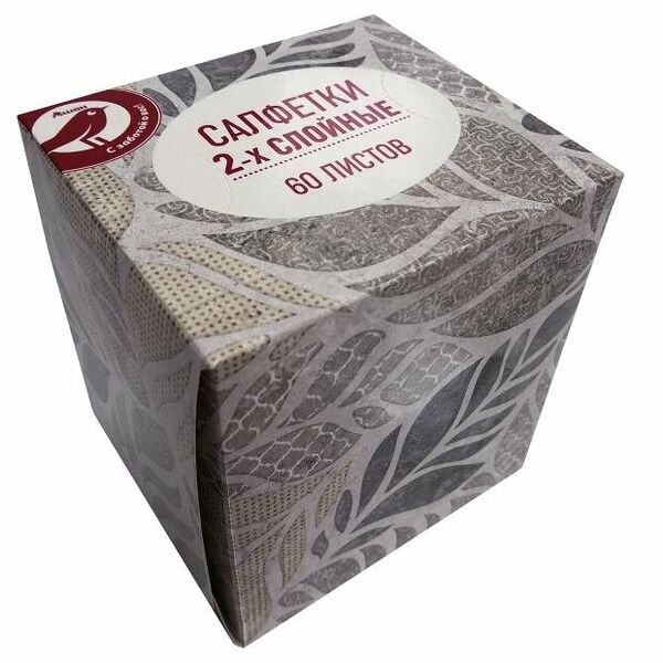 Салфетки косметические Ашан Красная птица в боксе, 60 шт