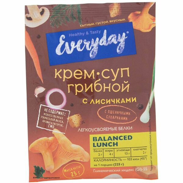 Крем-суп грибной Everyday с лисичками и пшеничными сухариками