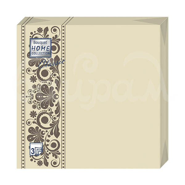 Салфетки бумажные Bouquet Home Collection 20шт 3cл 33*33см Капучин