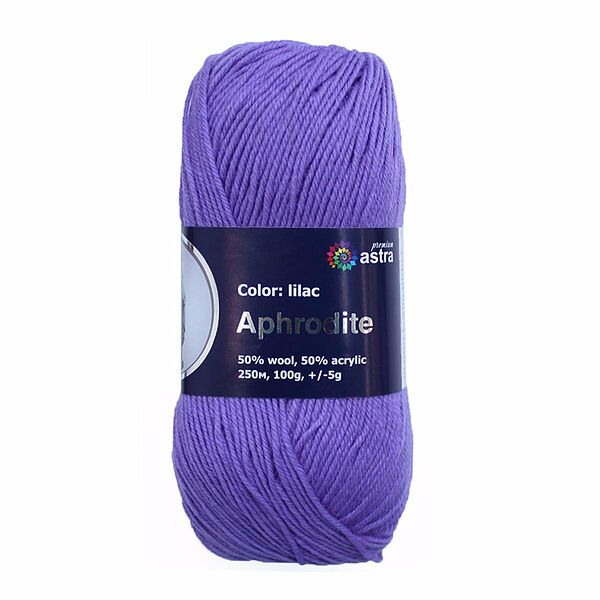 Пряжа Astra Premium 'Афродита' 100гр. 250м (50% шерсть, 50% акрил)(01 сирень),шт