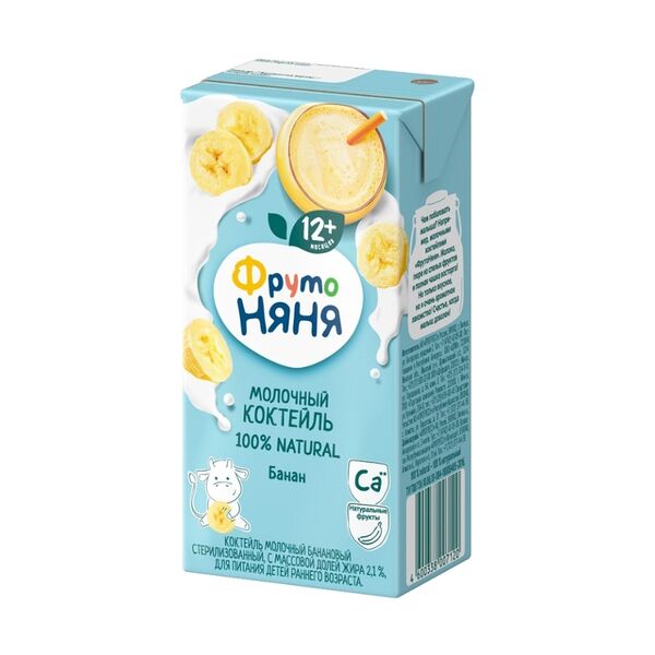 Коктейль молочный ФрутоНяня банан 2.1% с 12 месяцев 200 мл