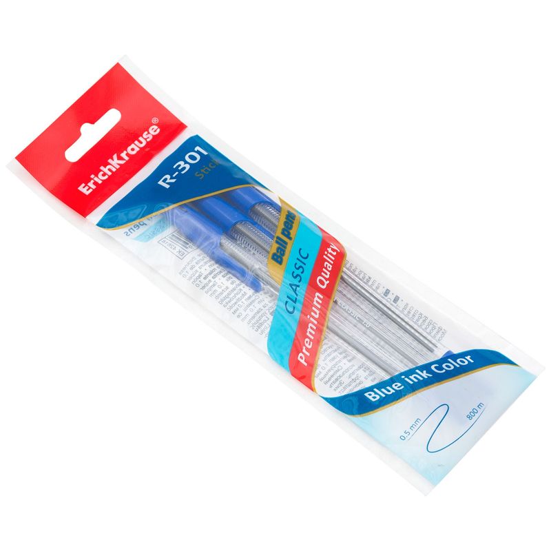 

Набор шариковых ручек Erich Krause R-301 синие 1 мм 3 шт.