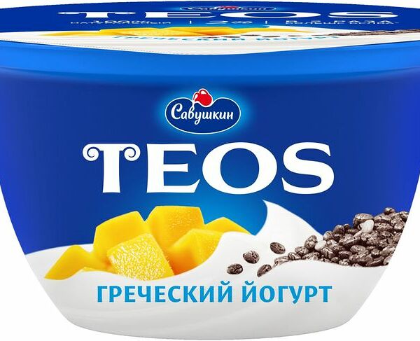 Йогурт Teos Греческий Манго-чиа 2%, 140г
