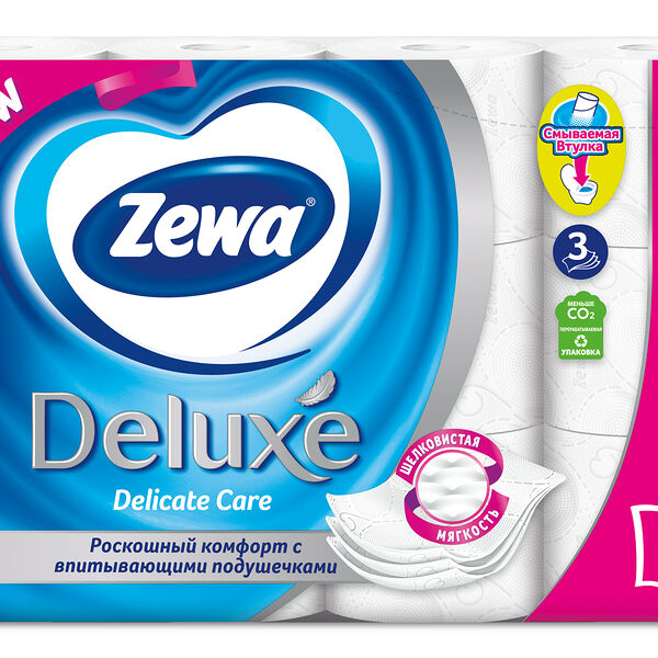Туалетная Бумага ЗЕВА ДЕЛЮКС 3-х сл.  БЕЛАЯ 12 рул.