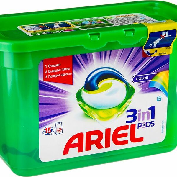 Капсулы для стирки Ariel Pods Color автомат, 15шт