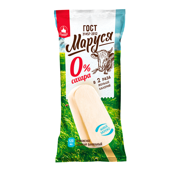 Мороженое Маруся эскимо сливочное с ароматом ванили 15%, без сахара