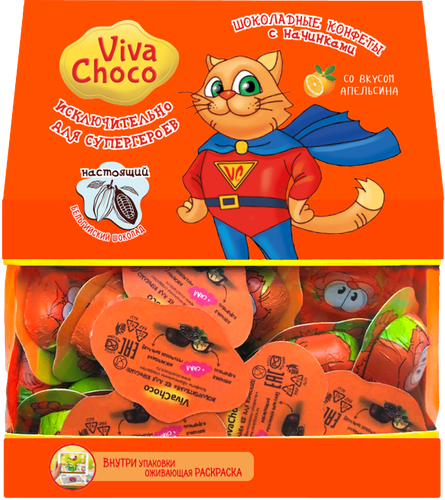 

Конфеты шоколадные VIVACHOCO Cat с кремовой начинкой, 170г