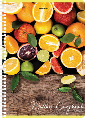 

Тетрадь Brauberg Фрукты, А4, 80 листов, на гребне, в клетку, Арт. 404051