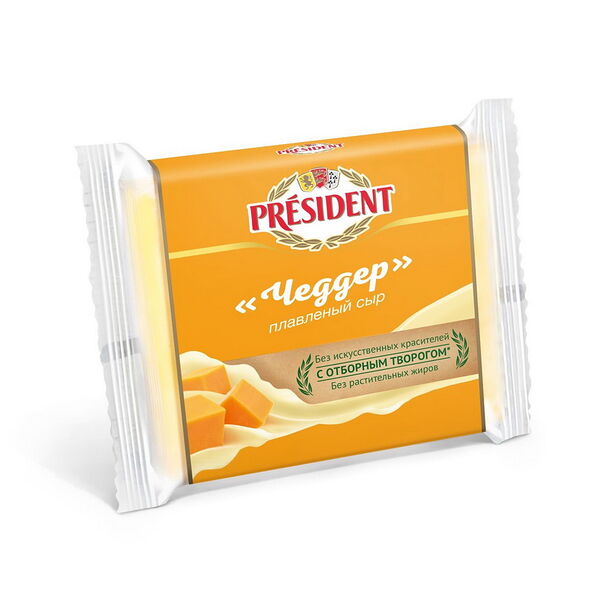 Сыр плавленый ломтевой Чеддер жир. 40% 150г Президент