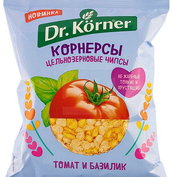 Чипсы Dr. Korner Кукурузно-рисовые с томатом и базиликом