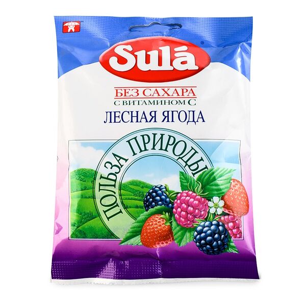 Леденцы Sula без сахара с витамином С лесная ягода 60 г