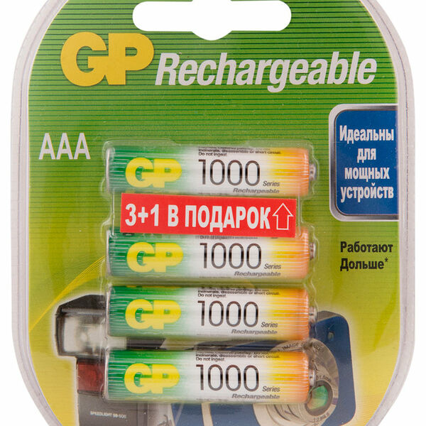 Батарейка аккумуляторная LR03, АAА, 4 шт ТМ GP (ДжиПи)