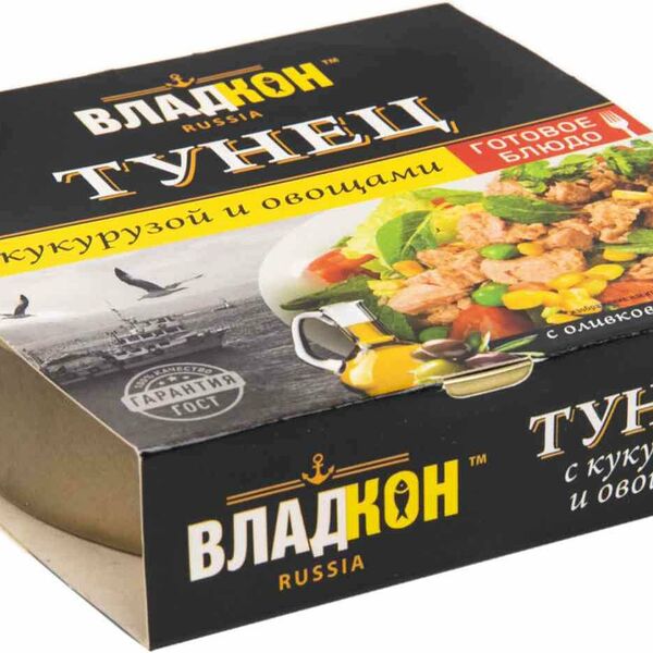 Тунец Владкон с кукурузой и овощами с оливковым маслом 160 г