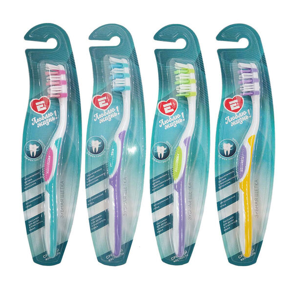 Зубная щетка Европа люблю масажная фиолетовая средняя 8075