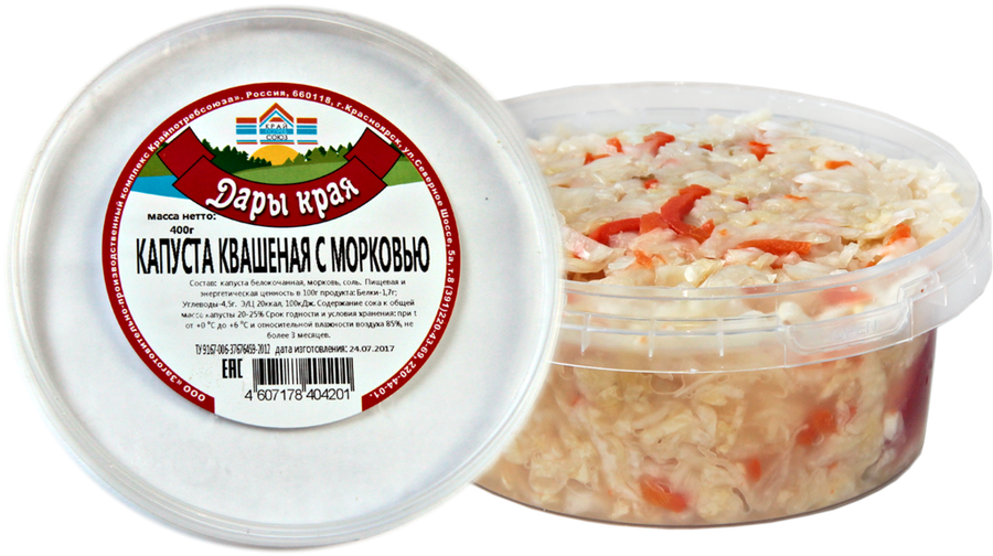 

Капуста квашеная ДАРЫ КРАЯ с морковью