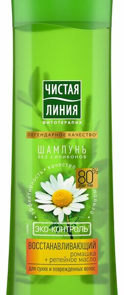 Шампунь Чистая линия Ромашка Восстанавливающий отвар целебных трав для сухих и поврежденных волос