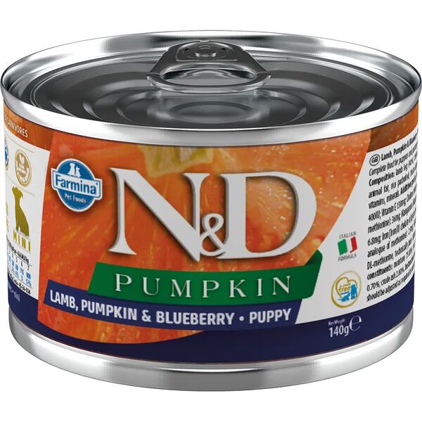 Farmina N&D Dog Pumpkin Puppy Mini консервы для щенков мелких пород Ягненок, тыква и черника