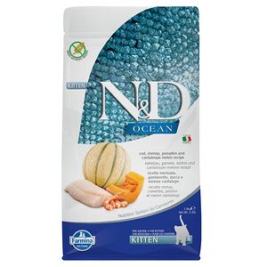 Корм для котят Farmina N&D cat ocean kitten треска, креветка, тыква, дыня 1.5кг