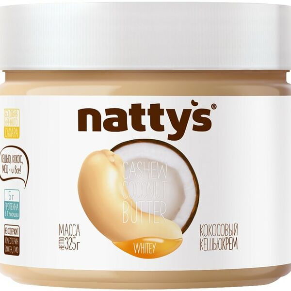 Паста кешью-кокосовая Nattys Whitey с медом 325г