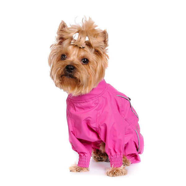 Дождевик с мембраной и резиновой молнией для собак Скотч-терьер L красный (девочка)