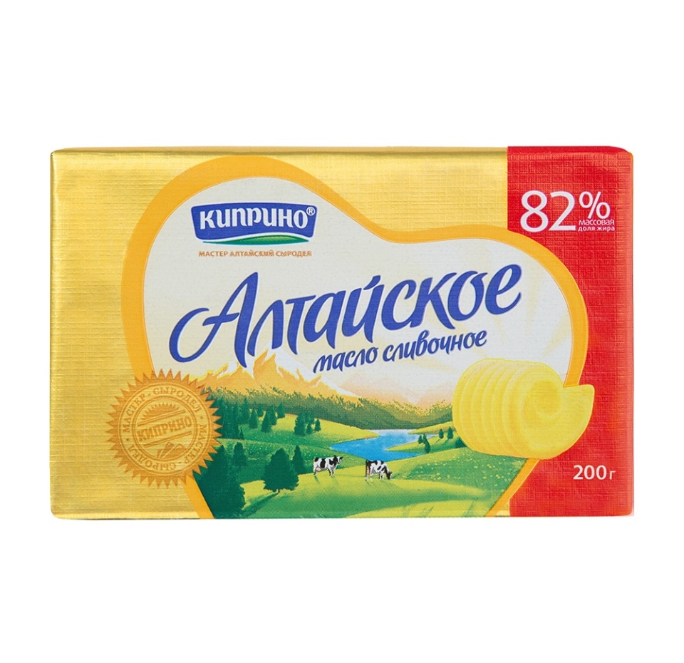 

Масло сливочное Киприно Алтайское 82% 200 г