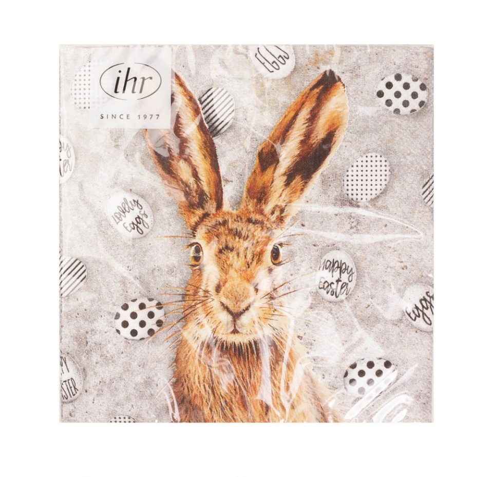 

Салфетки бумажные Oh my Rabbit 33х33см 3-сл серые IHR 1 уп. 20 шт Германия
