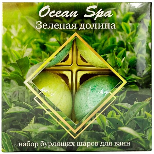 Набор бурлящих шаров для ванн Laboratory Katrin Ocean Spa Зеленая долина 4шт*40г