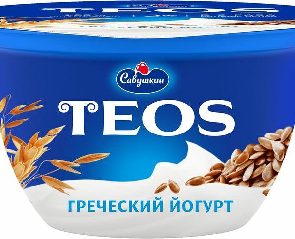 Йогурт Teos Греческий Злаки с клетчаткой льна 2%