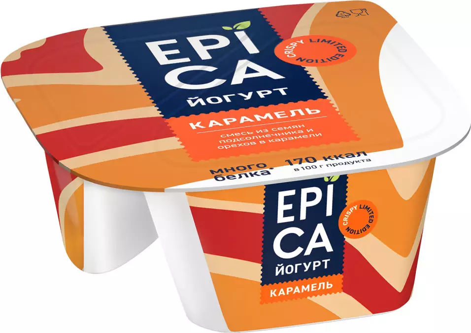 

Йогурт Epica Crispy Карамель 4.8% + Смесь из семян и орехов в карамели