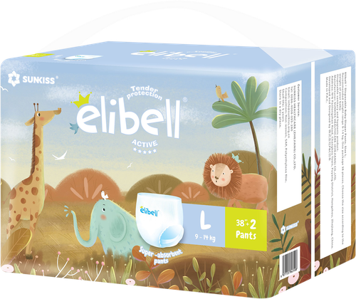 

Подгузники-трусики детские Elibell Active L 9–14кг, 40 шт.