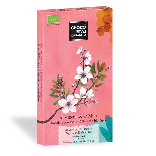 Шоколад молочный Chocolate Organiko с миндалем и медом 46% какао
