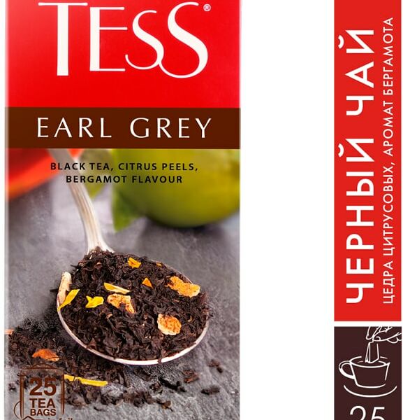 Чай черный Tess Эрл Грей с цедрой цитрусовых и ароматом бергамота 25*1.6г