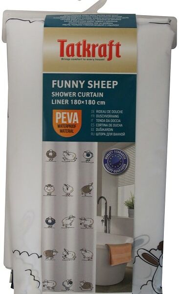 Штора для ванной комнаты Tatkraft  Tatkraft Funny Sheep Peva 180*180см