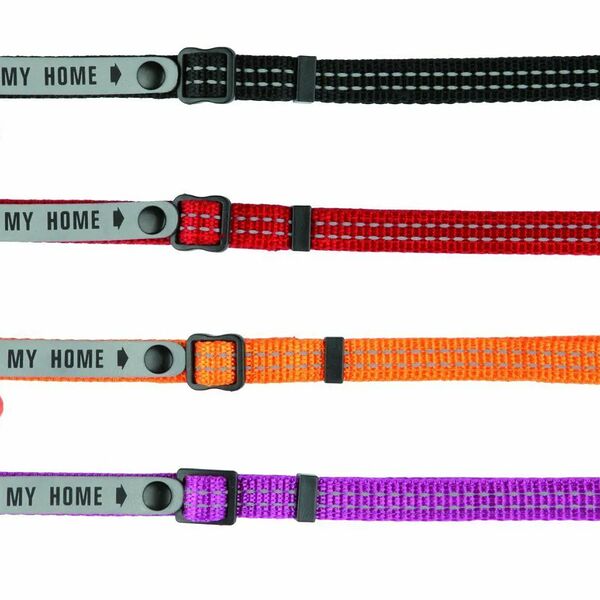 Ошейник для кошек светоотражающий с адресником и колокольчиком 21х2,5 см, в ассортименте