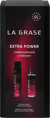 Набор подарочный женский LA GRASE Beauty Set Extra Power Лак для волос Beauty, 250мл+Жидкость для укладки волос, 150мл