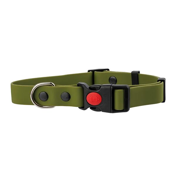 Ошейник из биотана с фастексом, 25мм, обхват шеи 37-55см, матовый, оливковый