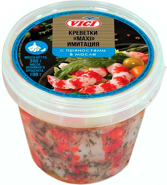 

Креветки Vici Maxi маринованные с чесноком в масле с пряностями