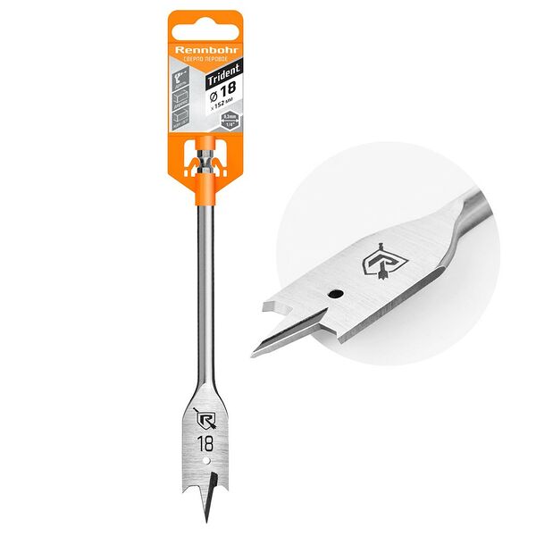 Сверло по дереву Rennbohr перовое, 18х152 мм