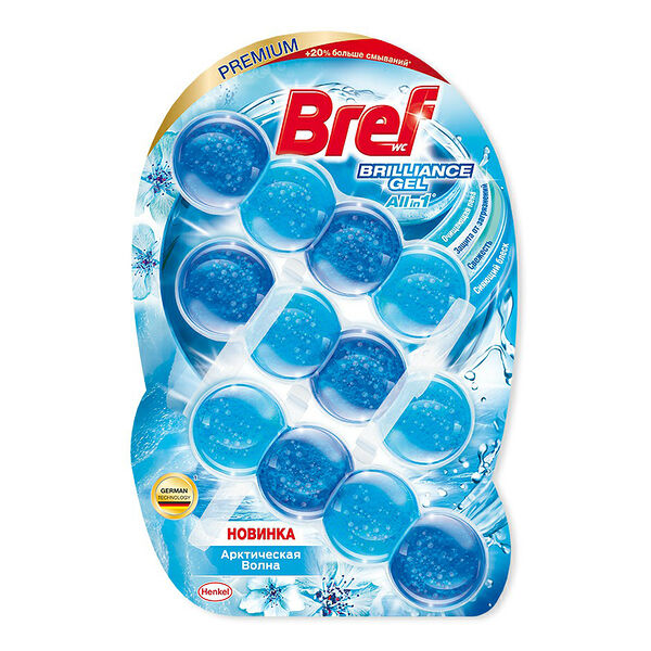 Туалетный блок Bref Brilliance Gel Арктическая Волна 3 шт х 42 гр