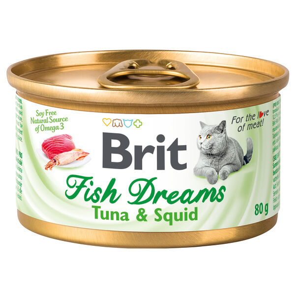 Консервированный корм для кошек Brit Fish Dreams тунец и кальмар