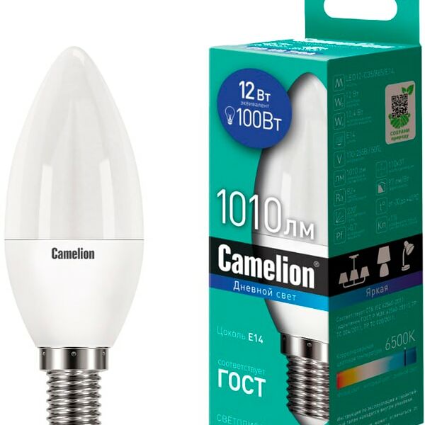 Лампа Camelion светодиодная LED12-C35 865 E14 12вт